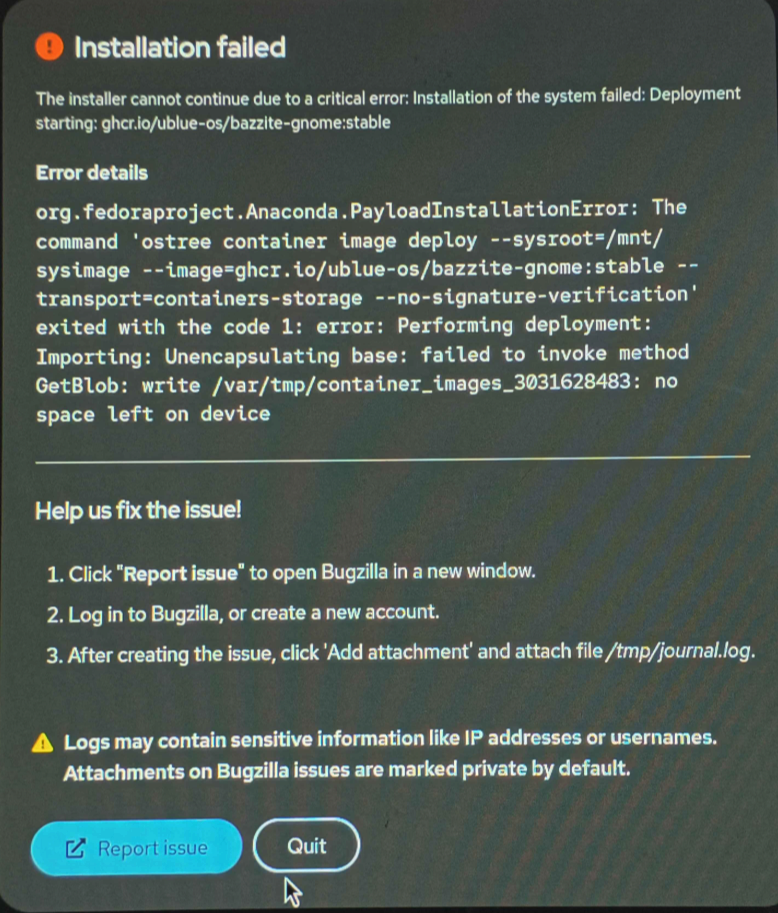 No Space left on Device
